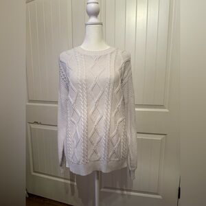 Hollister Women's White Cable Knit Sweater